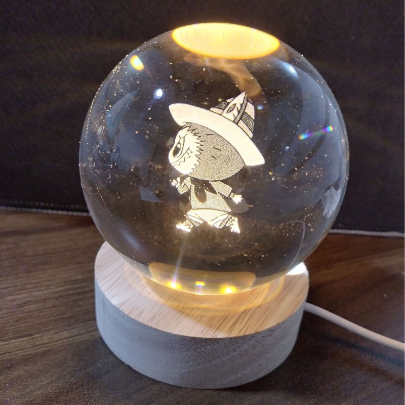 Labubu のさまざまなクリスタルボールナイトライトクリエイティブ発光装飾品デスクトップフィギュアギフト漫画かわいい|undefined