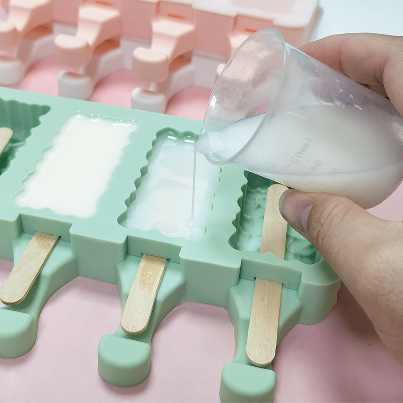 Sanxin 4-piece Fanxin helado de silicona molde hogar Popsicle helado de silicona para niños molde de grado alimenticio con tapa