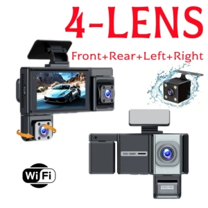 C8 Dash Cam WiFi Dörd Lensli 1080P HD Avtomobil DVR Mobil Telefon Bağlantısı