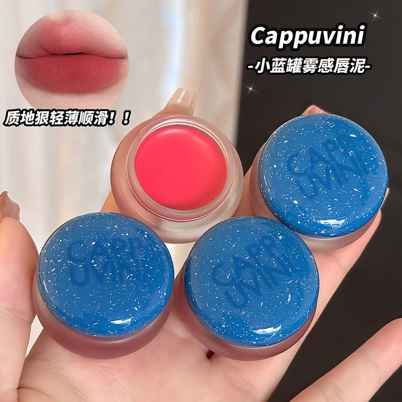 Cappuvini Little Blue Jar Matte Lip Mud - Creamy, Affordable, Highly Coloring, Matte, Domestic Brand for Students