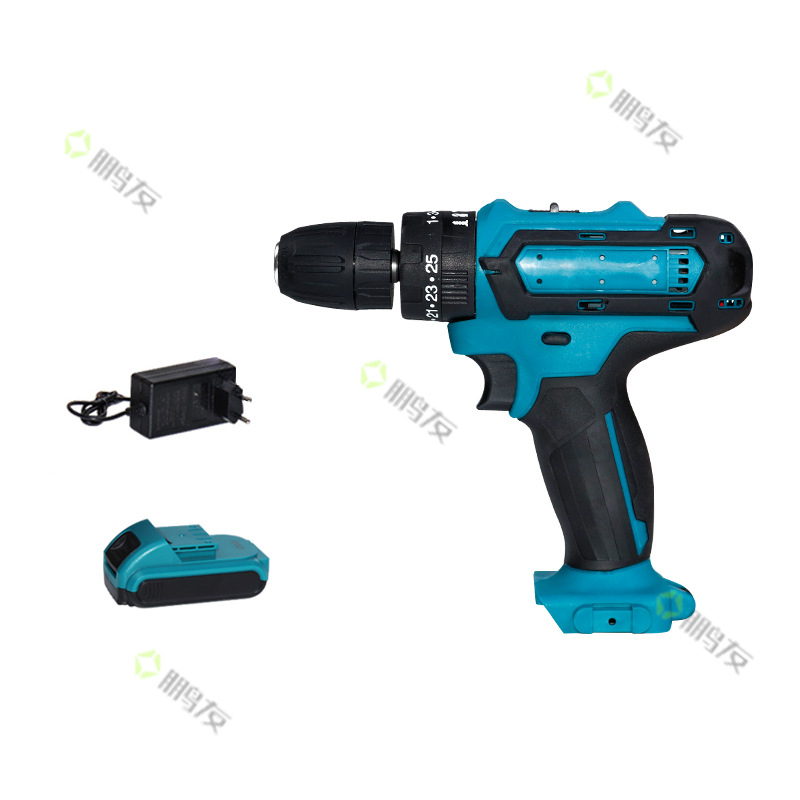 Taladro de mano de impacto eléctrico transfronterizo, destornillador, taladro de litio, taladro de carga de batería de litio de doble velocidad multifuncional