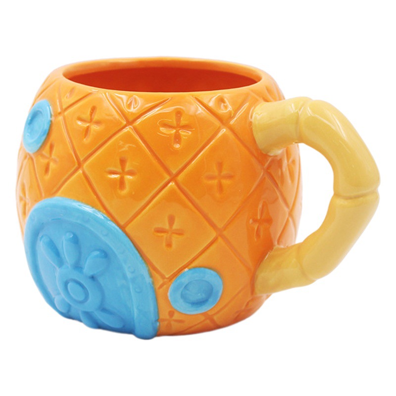 Estrictamente seleccionado bebé piña taza Casa de dibujos animados taza de agua Super lindo 3D Taza de cerámica de gran capacidad para niños