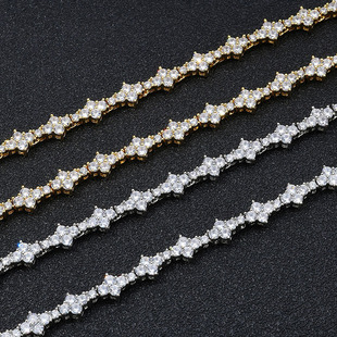 40g Weight Hip-Hop Rhombus Copper Diamond Zircon Unisex Necklace Men Chain Necklaces