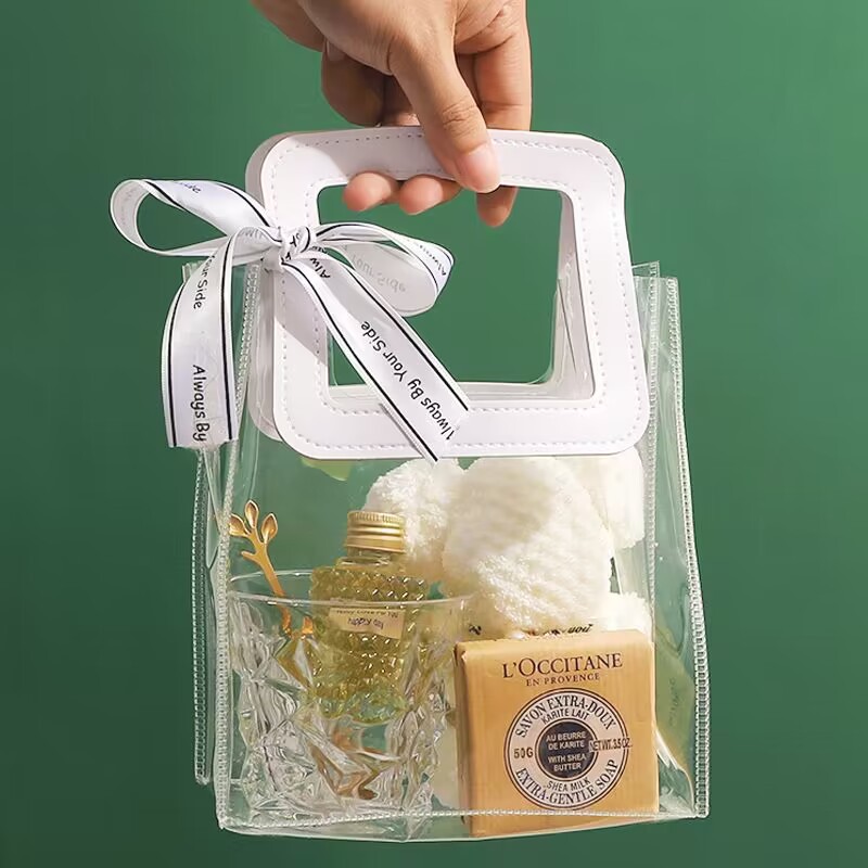 Magic Color Laser Transparent PVC Handbag Teacher Goddess Festival Gift Plastic Bag Jelly Packaging Candy Shop