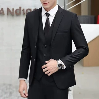 男士黑色单件西服外套修身商务正装青年面试伴郎结婚职业休闲外套