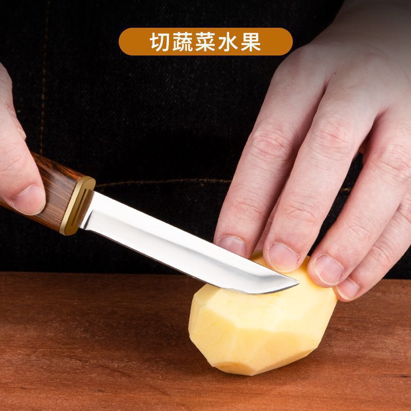 ネット赤屋外バーベキュー高硬度荒野求生刀キャンプ鋭利小刀直刀爆金果物刀|undefined