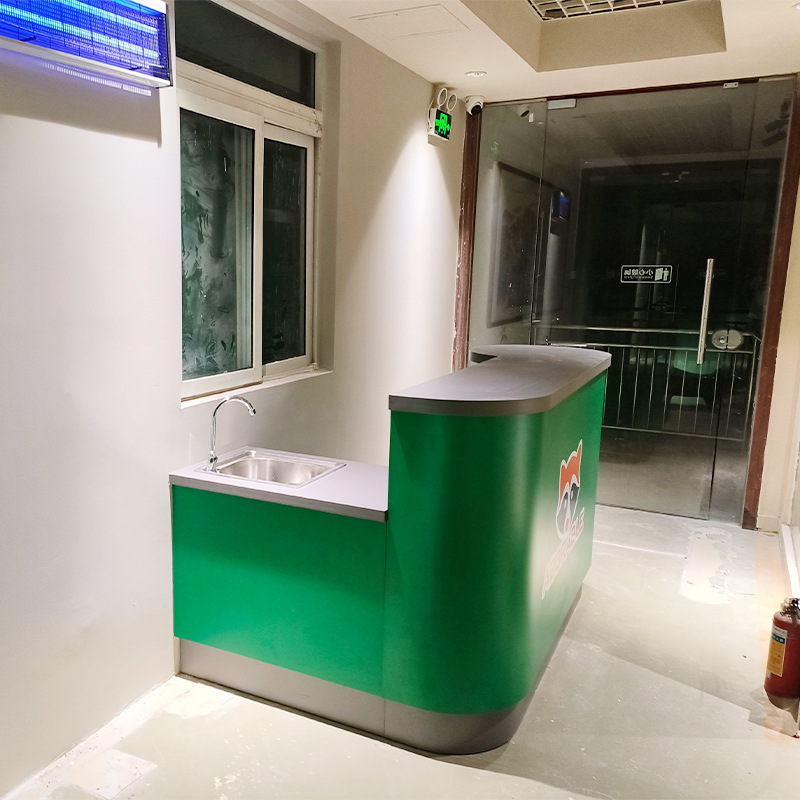 前台接待吧台柜公司弧形接待台 宠物店收银工作台水吧台一体柜-阿里巴巴
