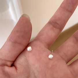 S925纯银简约磨砂拉丝耳钉女ins冷淡风几何个性百搭养耳洞耳饰品