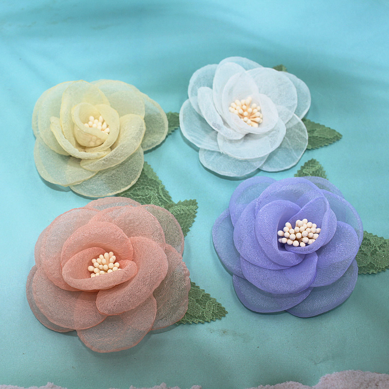 Blumen Camellia Brosche Mit Verbrannten Rändern, Corsage Anstecker_voghion.com