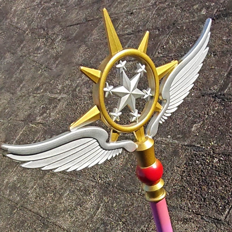 Косплей жезл (Cardcaptor Sakura) с гексаграммой, 95 см, из смолы, с крыльями