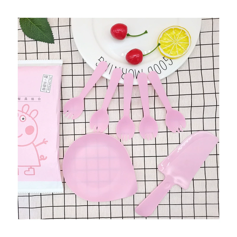 Dongguan source manufacturers spot wholesale disposable cake knife fork spoon rectangular plate combination set large quantity discount