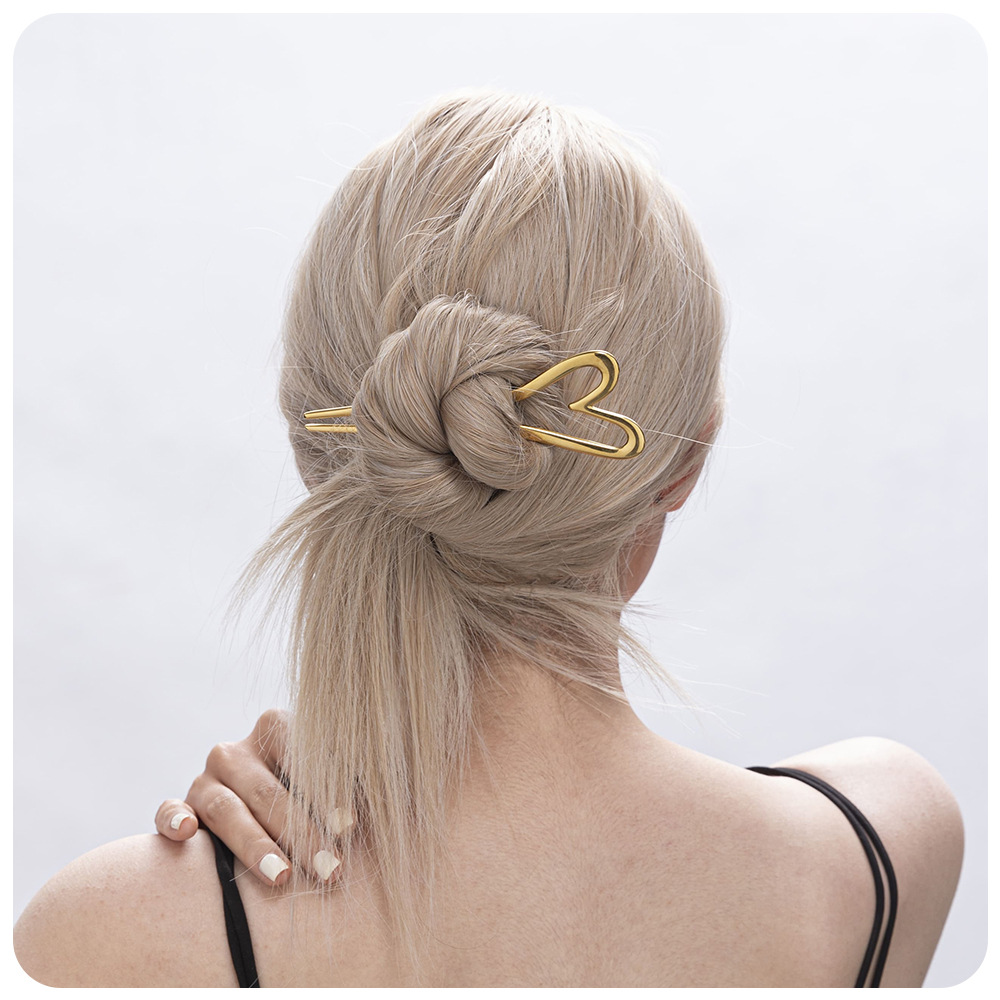 Tina transfronteriza amor acero inoxidable chapado 18K oro disco bola pelo pinzas de pelo joyería de moda para mujeres al por mayor