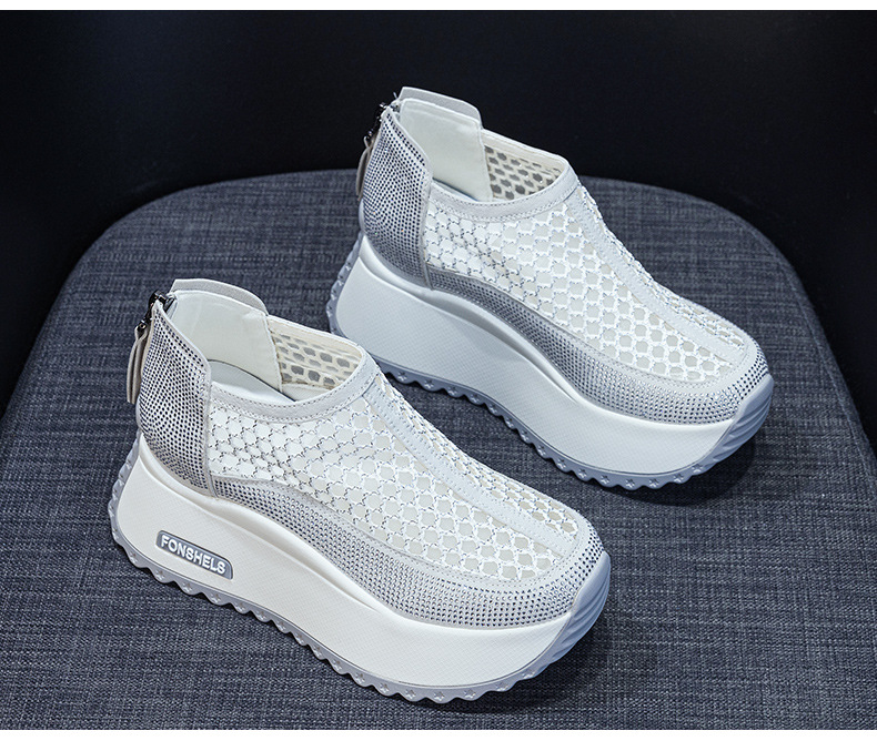 Giày sandal nữ đế dày tăng chiều cao mũi tròn lưới thoáng khí phong cách thể thao — M2839 màu xanh lam, M2839 màu be, M2839 màu đen, M2839 màu tím chi tiết 14