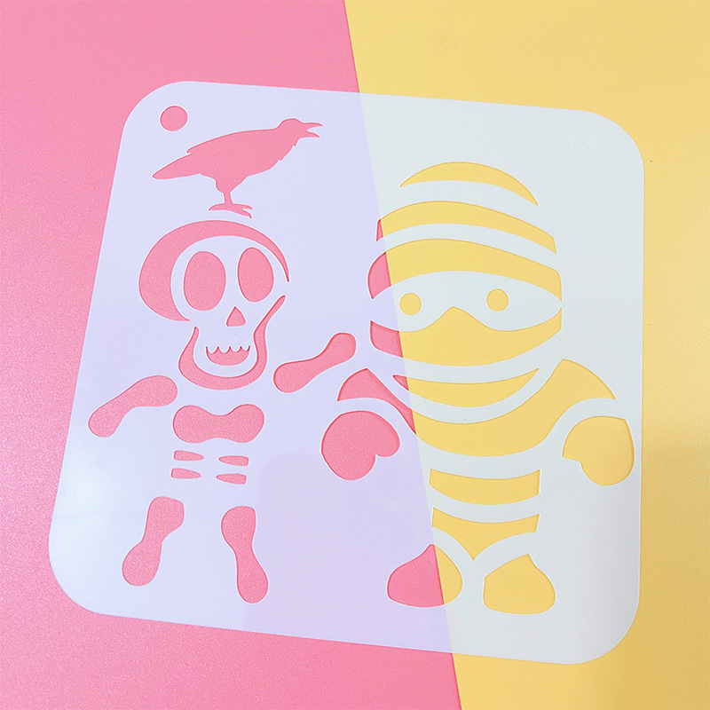 アマゾンハロウィーン手帳絵画テンプレート24種類落書き透かし彫りプラスチック画板児童diy絵画テンプレート|undefined