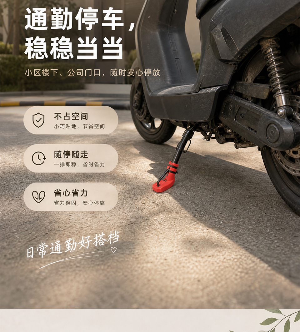 Motorcycle kickstand base protective cover, universal for electric vehicles, single-sided elastic side stand cover, single side stand protective accessory