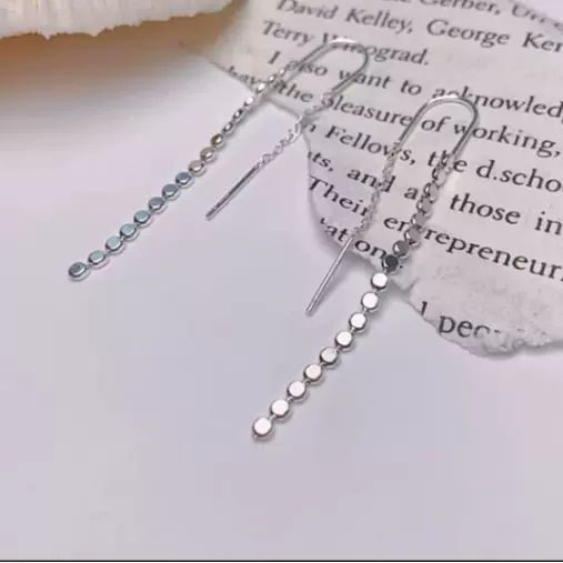 工厂直销925纯银饰耳饰长款耳环女显流苏脸长小众轻奢度假风几何