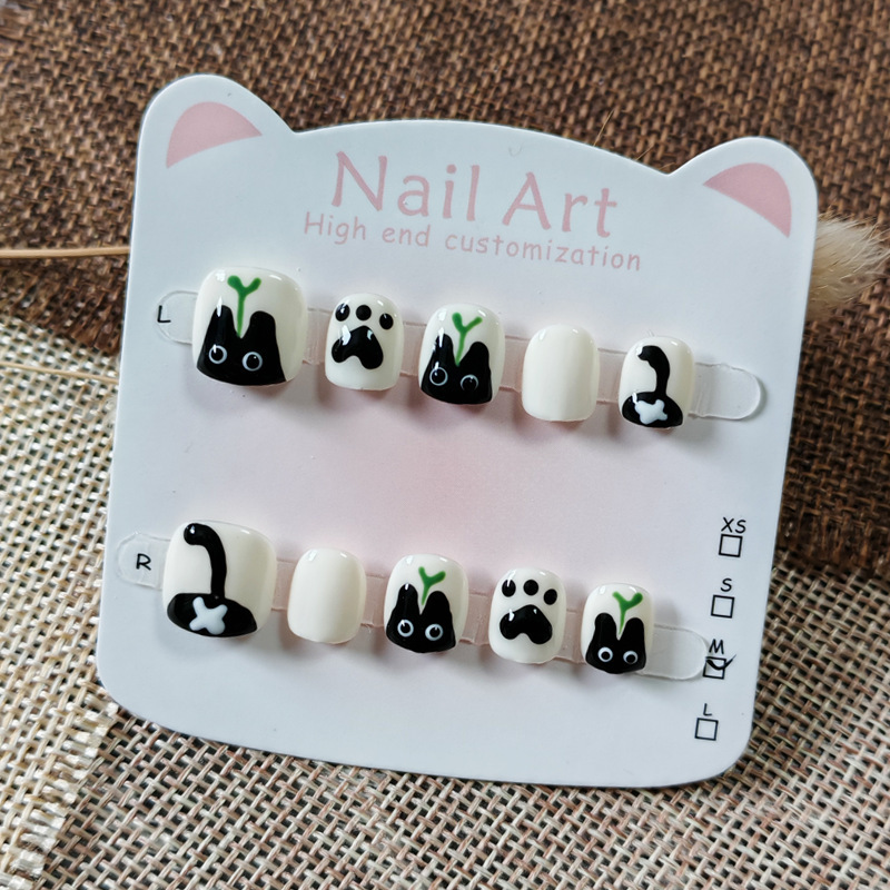 Hand-Painted Cat Kidsren's Wearable Nails 3-6-10 Years Old Little Girl's Manicure Anti-Biting Nails Removable Nail Patches Hand-Painted Cat Kidsren's Wearable Nails 3-6-10 Years Old Little Girl's Manicure Anti-Biting Nails Removable Nail Patches