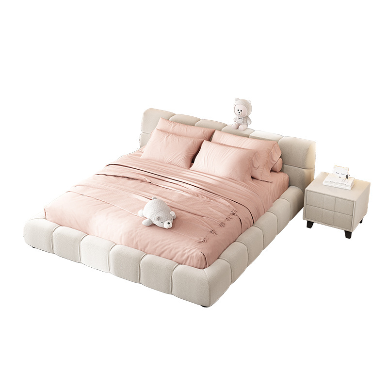 Crema viento red puff cama italiano dormitorio principal doble 1,8 m boda cama tatami pan francés piso cama