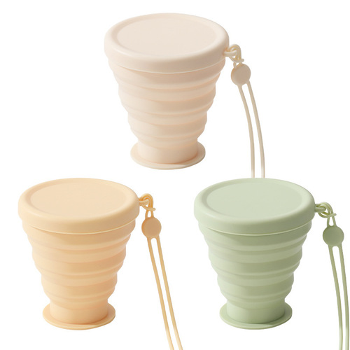 Folding water cup portable outdoor camping travel mouthwash cup food-grade silicone expandable compressible toothbrush cup