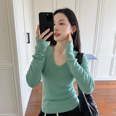 DIGM | 2025秋冬极简百搭基础款U领打底衫针织衫羊毛毛衣女A31031