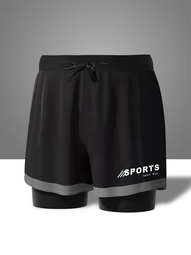 Swim trunks for men, anti-embarrassment, loose, large size, quick-drying swimsuits, men's beach pants for hot springs, double-lined swimming equipment