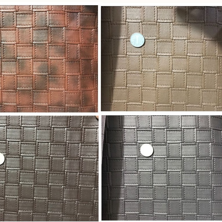 编织纹线条皮料 竹编压纹防水皮革 七彩仿编织印花料