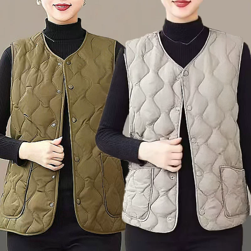 2024 осень и зима новый тонкий пуховый хлопчатобумажный костюм женский внутренний вкладыш жилет круглый воротник