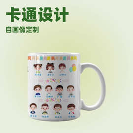 定制印图片卡通头像陶瓷马克杯子  印自画像杯子幼儿园毕业班水杯