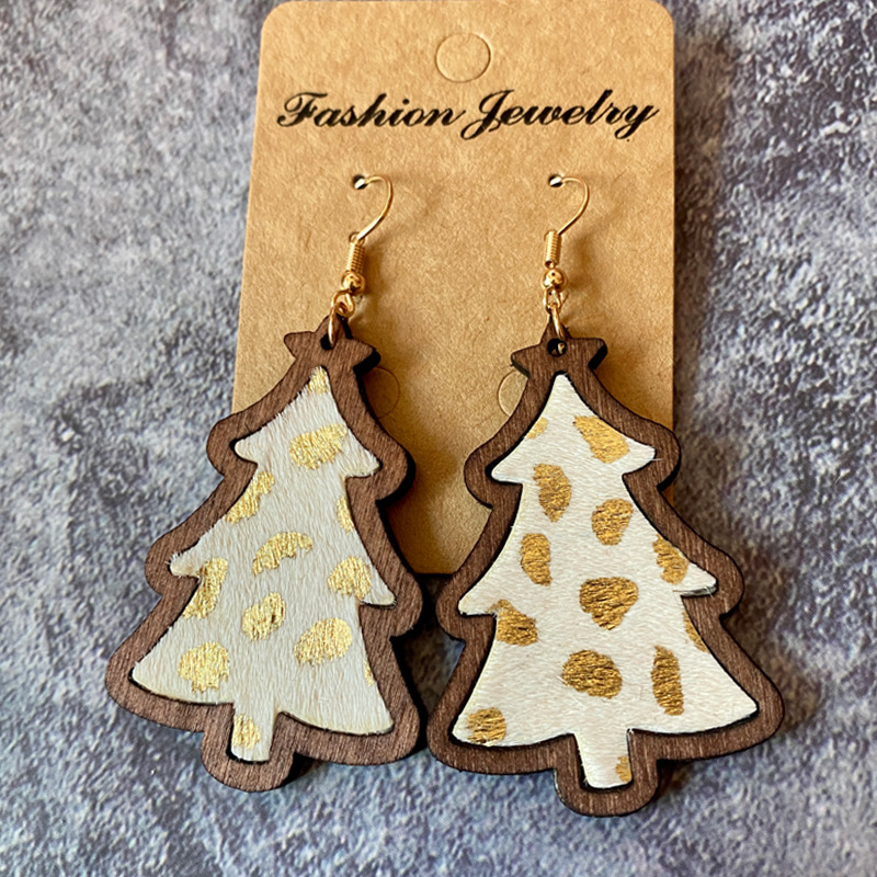 Drop Earrings Classification 1 Pair Christmas Retro Christmas Tree Leopard Wood Drop Earrings