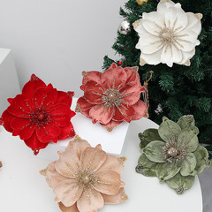 クロスボーダー24cmクリスマス玉蘭高級ベルベットクリスマス花頭クリスマスツリー装飾花玉蘭シミュレーション花卸売り