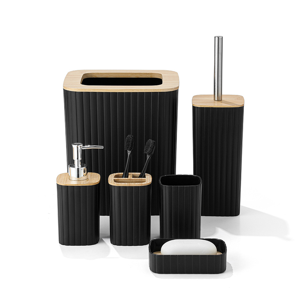 Juego de artículos de baño transfronterizo de seis piezas, cepillo de inodoro, vaso para cepillos de dientes, jabonera, almacenamiento, decoración del hogar, hotel.