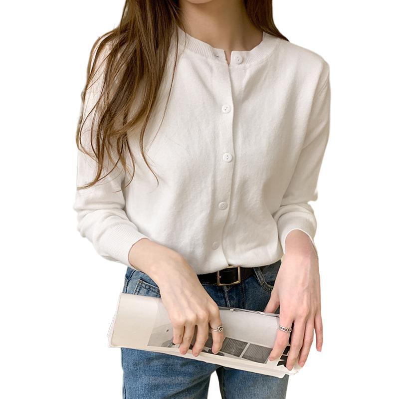 针织开衫女2025年新款薄款毛衣外套春秋宽松外穿黑色短款外搭上衣|undefined