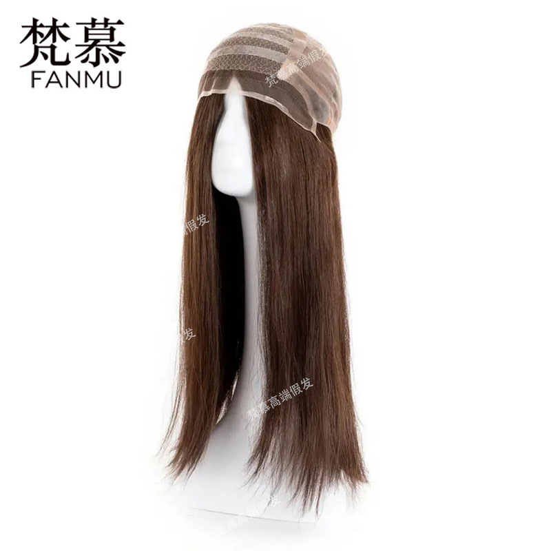 High-End Real Human Women's Medical Hair Plus Silicone Jewish Hair Raw Hair Wig Comfortable Headgear Medical Wig