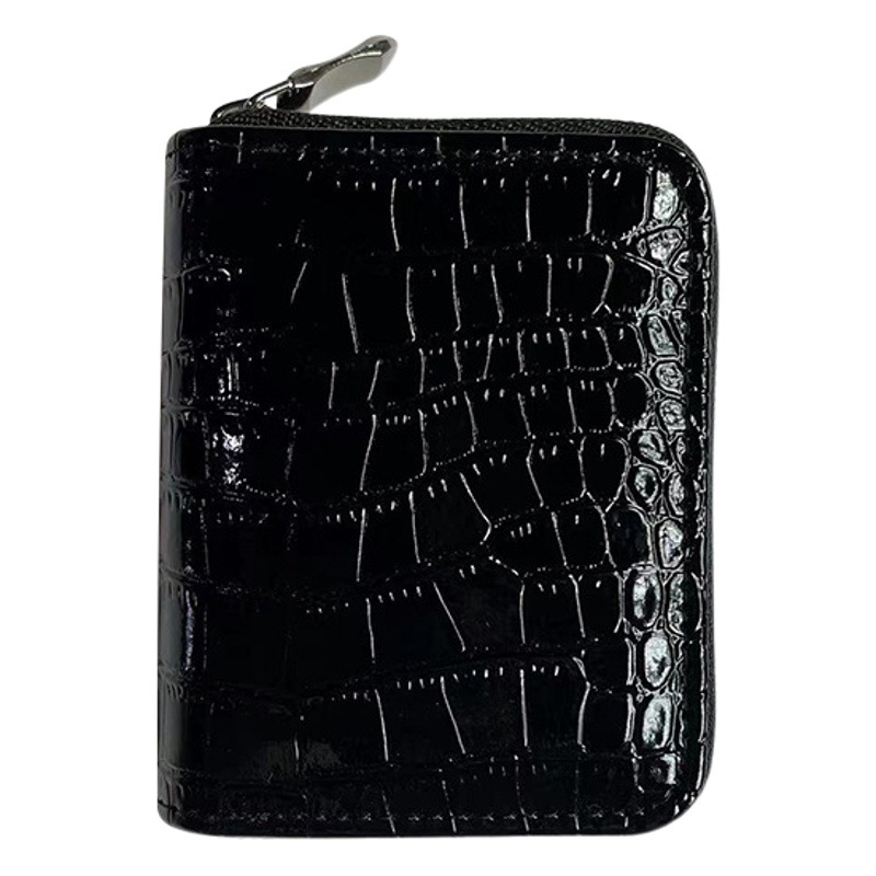 Organ card holder crocodile pattern wallet real copper zipper large capacity high-end anti-theft integrated certificate coin purse