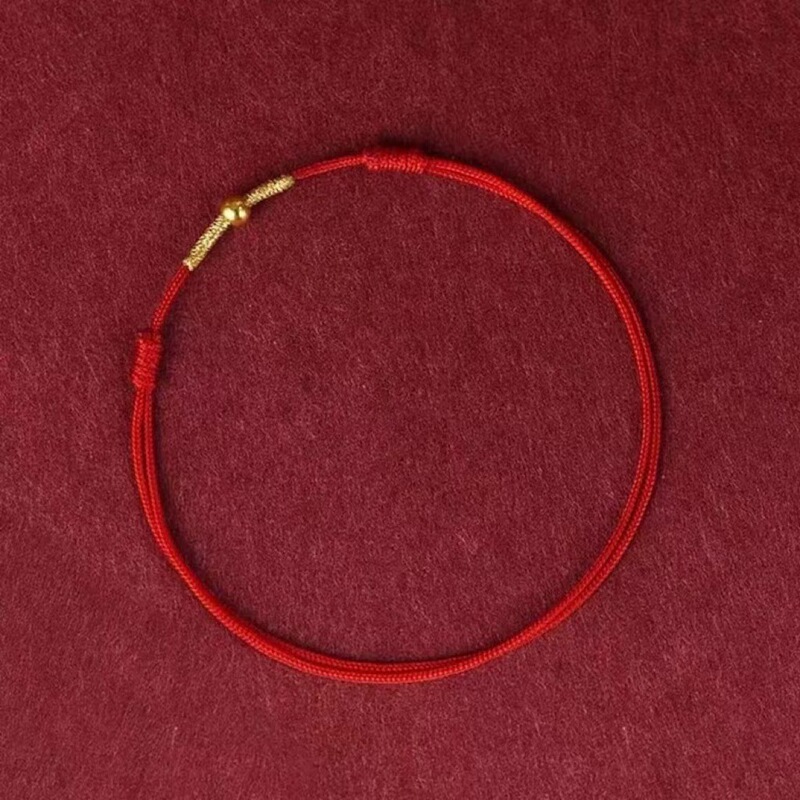 Manufacturer Wholesale Small Gold Bead Couple Anklets and Bracelets, Retro Chinese Style, Simple Niche Jewelry Gifts, Red Rope Braided Chain