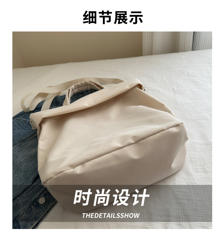 New casual nylon fashion solid color 2024 large-capacity solid color tote canvas crossbody single-shoulder hand-held Tote bag Application Scenario