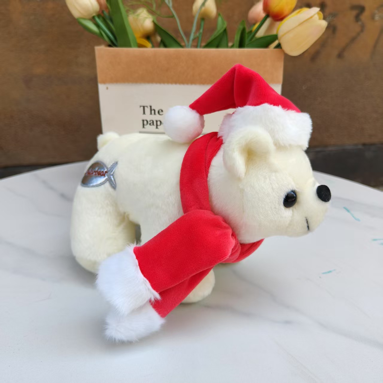 Regalos de Navidad Papá Noel juguetes de peluche bufandas rojas lindas pingüinos osos polares muñecas al por mayor