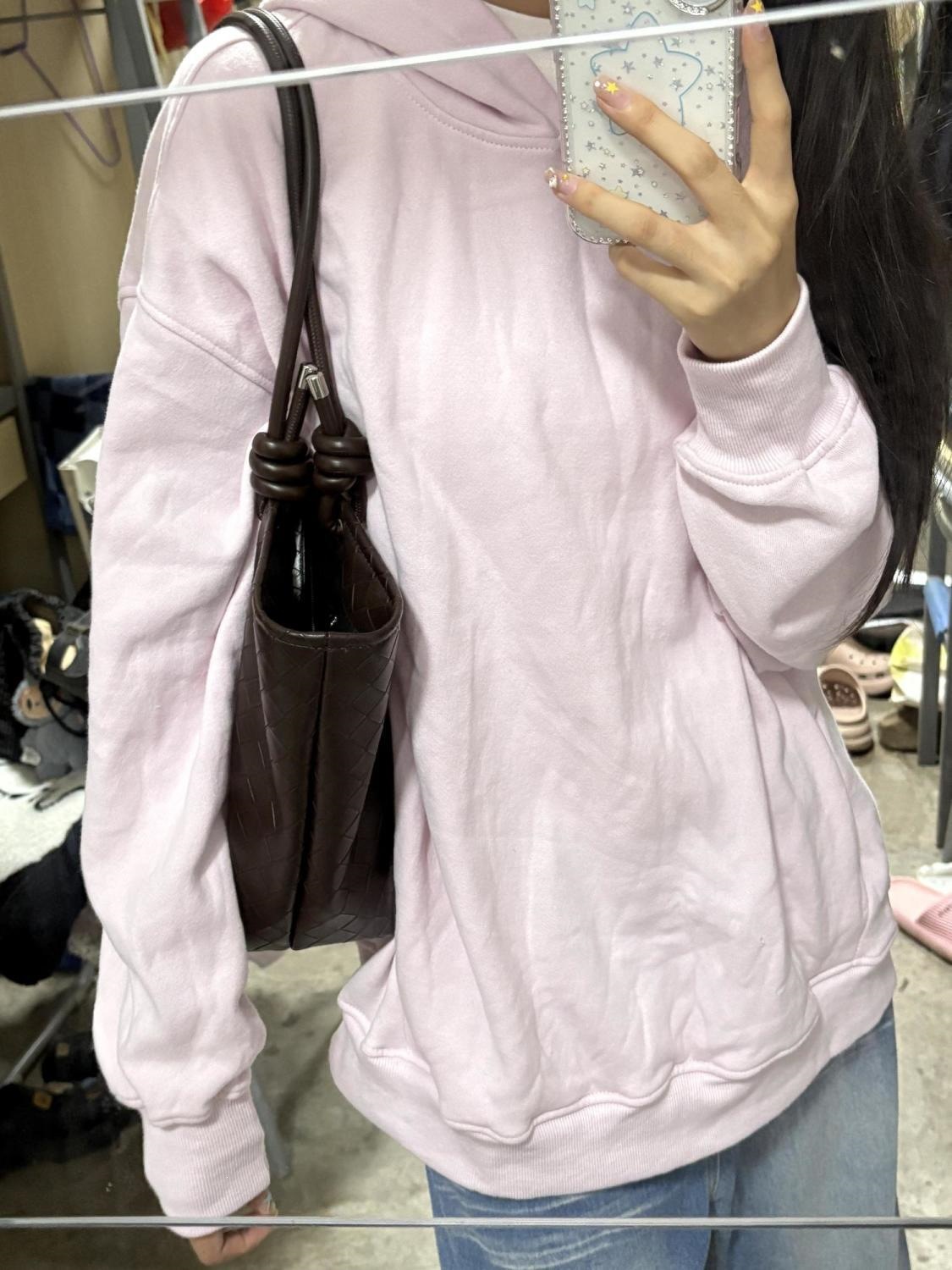 Simple Korean style casual heavyweight youthful hooded sweatshirt for women, autumn and winter, fleece-lined, warm, versatile Korean style commuter top