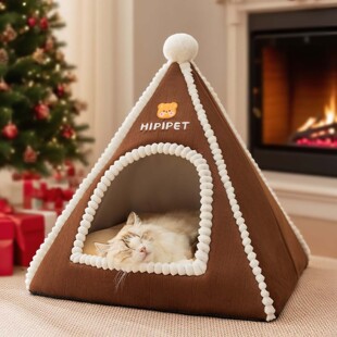 New Cross-Border Pet Tent Nest for Keeping Cats Warm in Winter, Enclosed Cat Bed for Dogs, Christmas Cat Nest