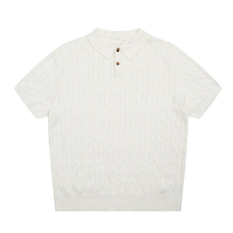 762男性モデルif刺繍小標poloシャツ新純色襟四季ニット半袖男神ootd必須|undefined