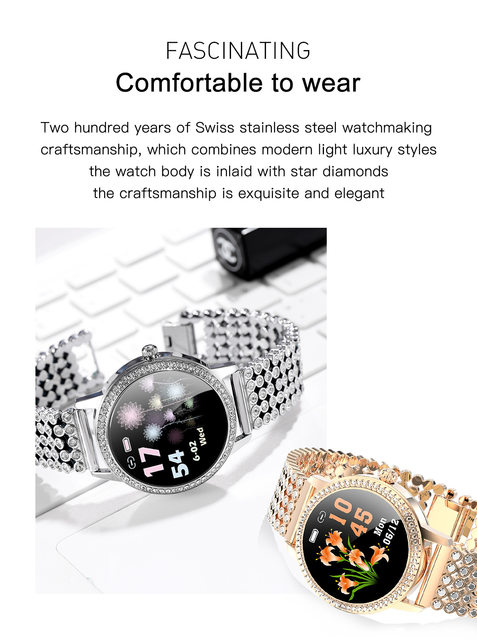 DTS Diamond Style Ladies Smart Watch Women Smartwatch 1.3 AMOLED Screen  Wristwatch Waterproof Wrist Watches Bracelet Smartband - AliExpress