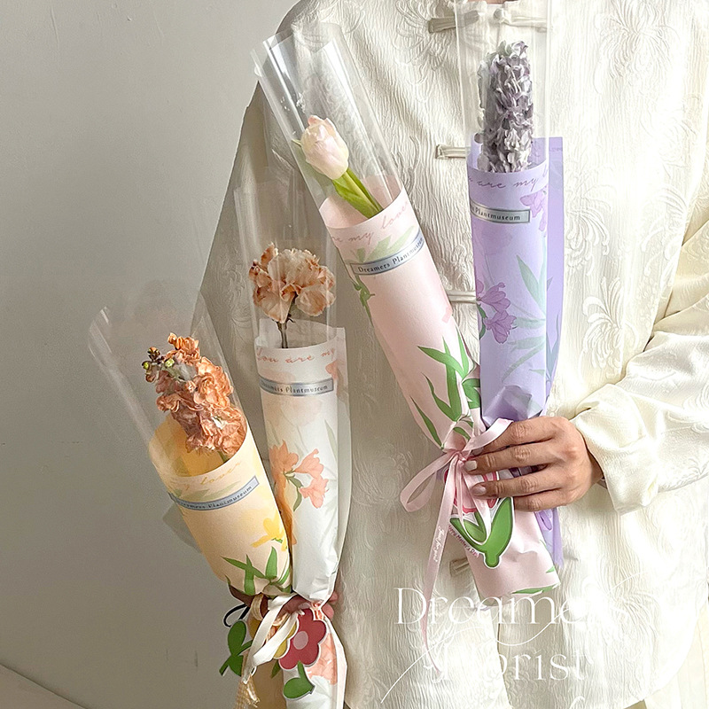 Deseo de una sola bolsa bolsa de rosas bolsa de embalaje de flores a prueba de agua bolsa de materiales de flores regalos materiales de flores al por mayor