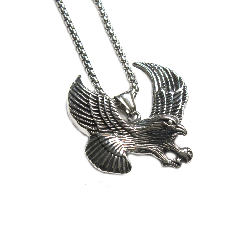 Stainless Steel Flying Eagle Necklace For Men Titanium Pendant_voghion.com