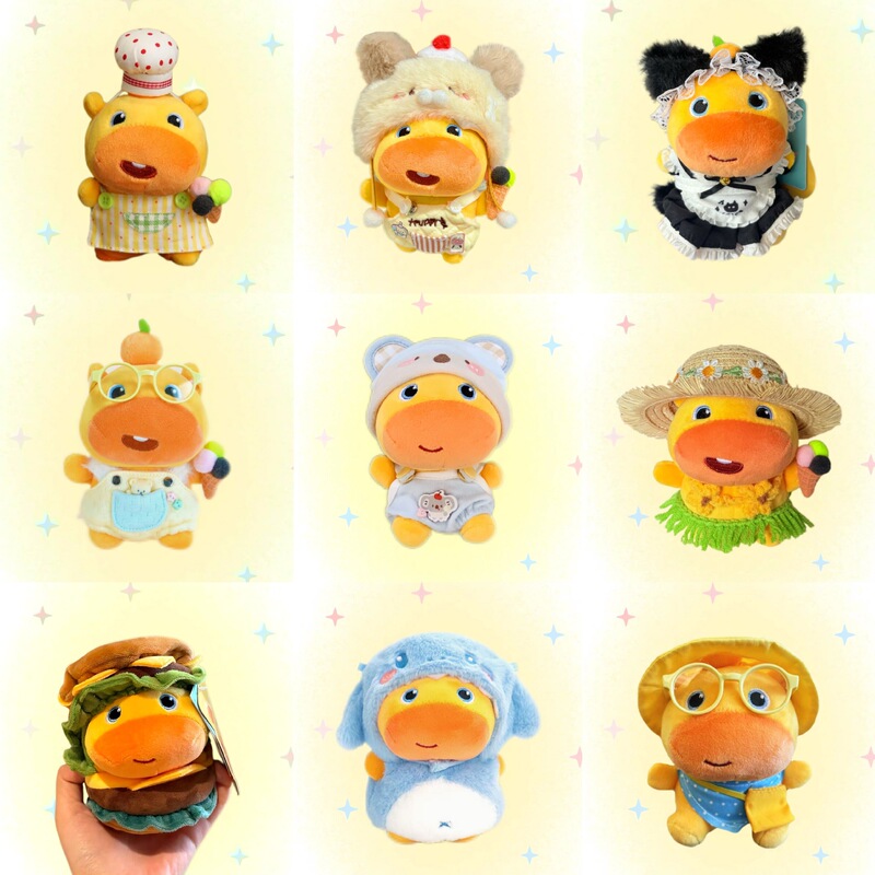 Capybara Lulu Cute Baby Clothes 10cm Baby Clothes Mcdonald's Apron Hat Doll Cotton Doll Pendant Clothes