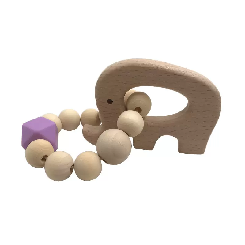 DIY木质挂摆件榉木动物玩具宝宝磨牙防掉手链新款婴儿榉木磨牙棒