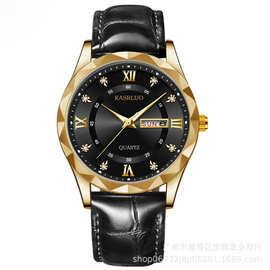 瑞士专柜同款皮带男士手表男款时尚双日历石英表直播外贸爆款代发