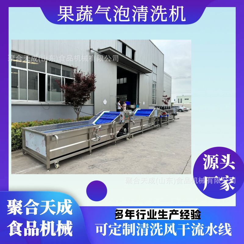 果蔬气泡清洗机西红柿辣椒清洗设备鼓泡洗菜机果蔬清洗加工流水线