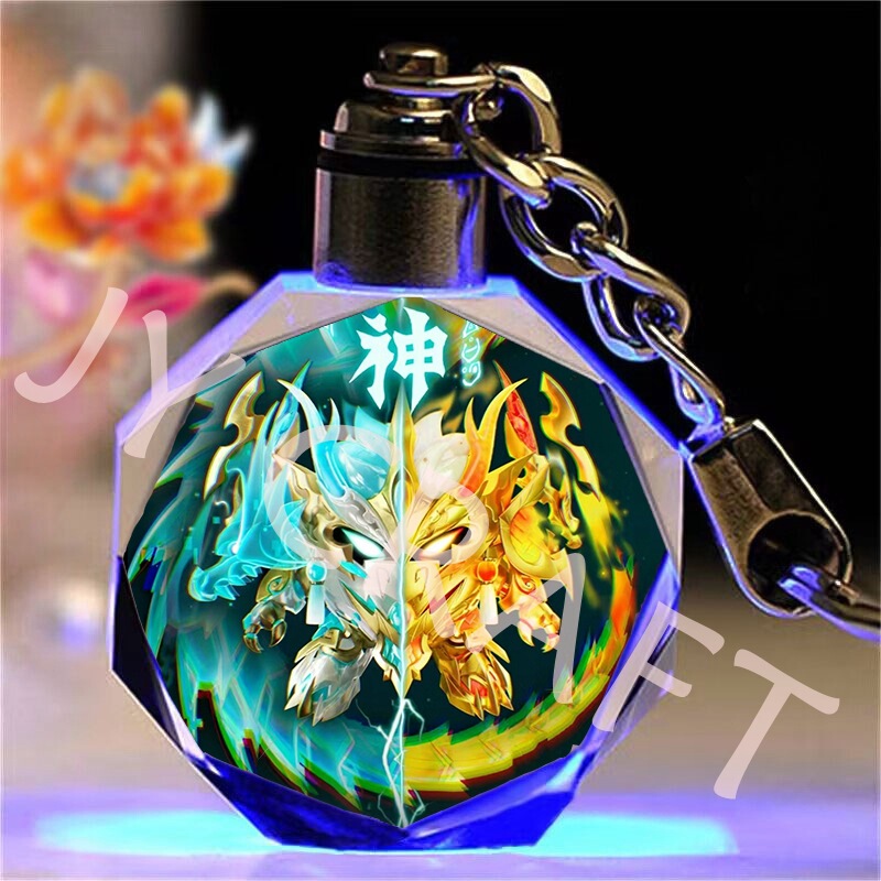 Egg Party Crystal Keychain Schoolbag Small Pendant Ornaments Surrounding Dragon Soul God of War Luminous Doll Pendant Gift