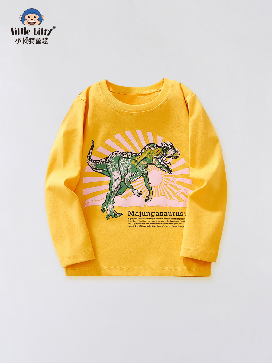Little Bitty otoño impresión de algodón para niños camisetas de manga larga camisetas de cuello redondo para niños europeos y estadounidenses