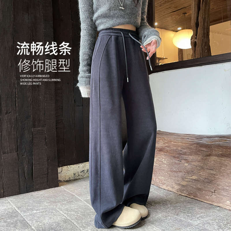 白色阔腿裤春秋季小个子雪尼尔休闲女士裤子2025新款今年流行爆款|undefined